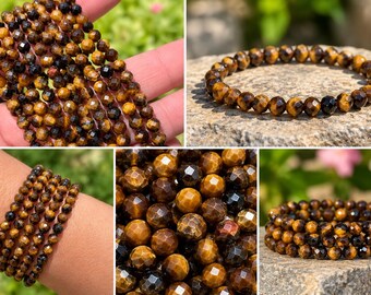 Golden Courage | 4mm Faceted Tiger Eye Crystal Bracelet