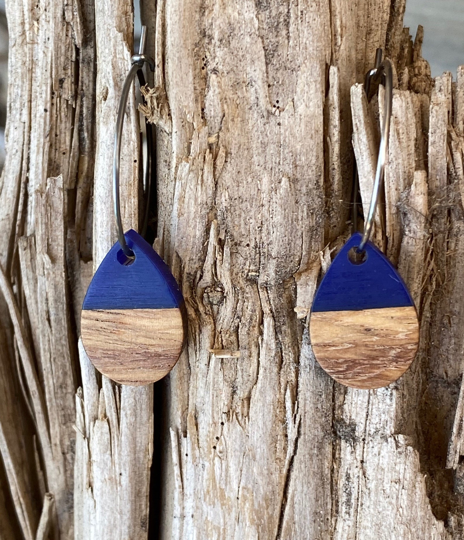 wood and resin earrings