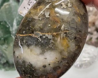 Pyrite Palm Stone | Polished Pyrite Crystal | Golden Pyrite in Matrix | Abundance & Prosperity Stone | Unique Crystal Palmstone