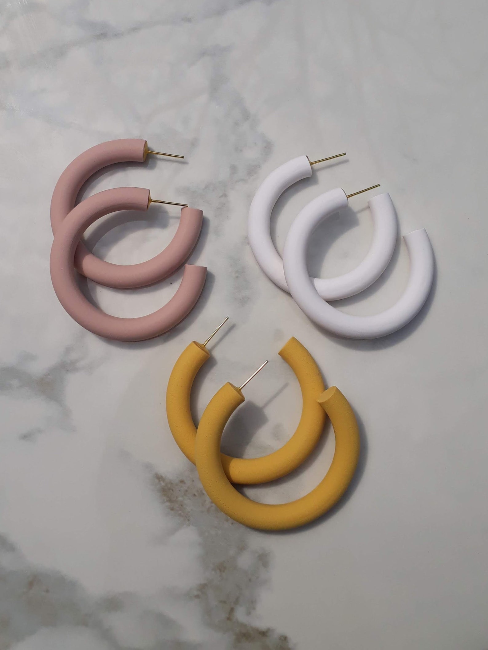 Large Hoop Earrings // Sculpey Souffle Polymer Clay // Etsy