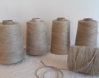 Natural linen yarn, pure linen yarn, natural linen yarn 100% pure linen, natural linen yarn spool 2, 5, 7, 10, 12 threads - 200 g per spool.