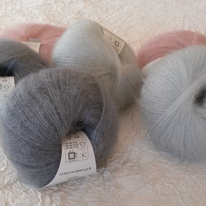 Strickgarn, Super Kid Mohair und Seiden-Spitzengarn, extra feines und luxuriöses Mohair- und Seidengarn, 25 g-210 m.