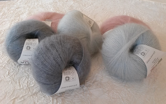 Laine à tricoter, laine dentelle à tricoter Super Kid Mohair et Soie, laine extrafine et luxueuse en mohair et soie, 25 g-210 m.