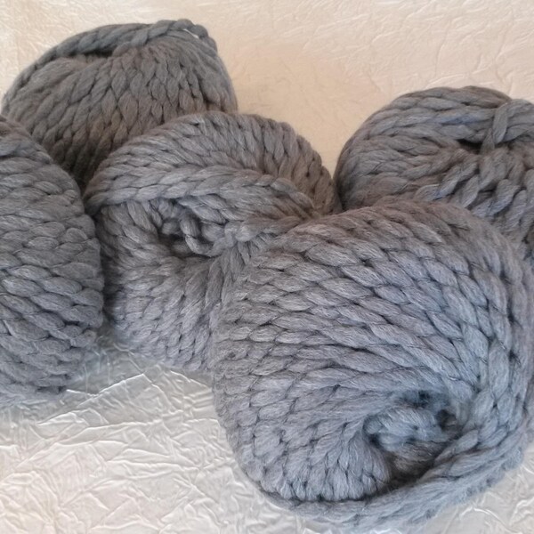 Laine à tricoter, laine mèche super bulky vierge mérinos,  grosse laine mèche mérinos xxl gris, pelote de 100 g, 40 m.