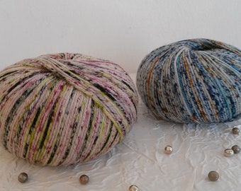 Knitting wool, ball of super fine knitting wool, superwash merino wool, mixed effect, 50 g-220 m/ 1.75 oz-240 yd.