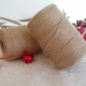 Ficelle de jute naturel, fil de jute, bobine de fil de jute, ficelle de jute naturel, 3 ply , 1,5 mm, 160 m/400 m. 160 m - 200 g