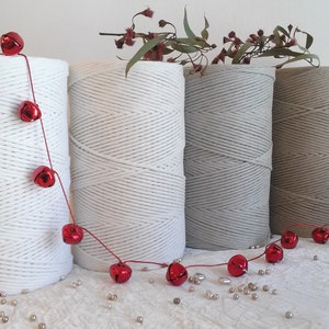 Cordón de algodón para macramé de 4 mm (0,16"), algodón peinado de una sola hebra, 500 m (547 yd), cordón de algodón reciclado, calidad premium, hilo para macramé, 45 colores