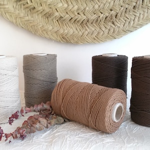 Cordino per macramè, macramè, cordino per macramè in cotone da 3 mm, bobina di cordino in cotone ritorto al 100%, filo per macramè, filo per macramè in cotone da 3 mm, 175 m.