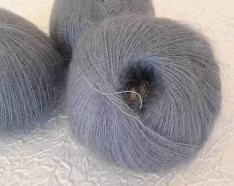 May include: Three skeins of soft, light gray yarn.