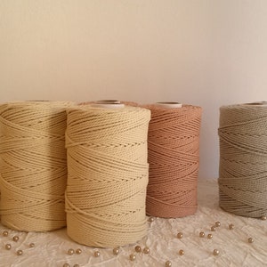 Macramé rope, macramé, cotton macramé rope 3 mm, spool of 100% twisted cotton rope, macramé thread, cotton macramé thread 3 mm, 175 m.