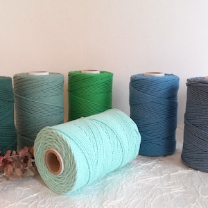 Macrame rope, macrame, macrame cotton rope 3 mm, 100% twisted cotton rope spool, macrame thread, macrame cotton thread 3 mm, 175 m.