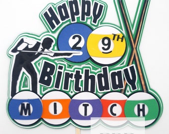 Snooker Pool Billiards Cake Topper Birthday Party Sports - Etsy