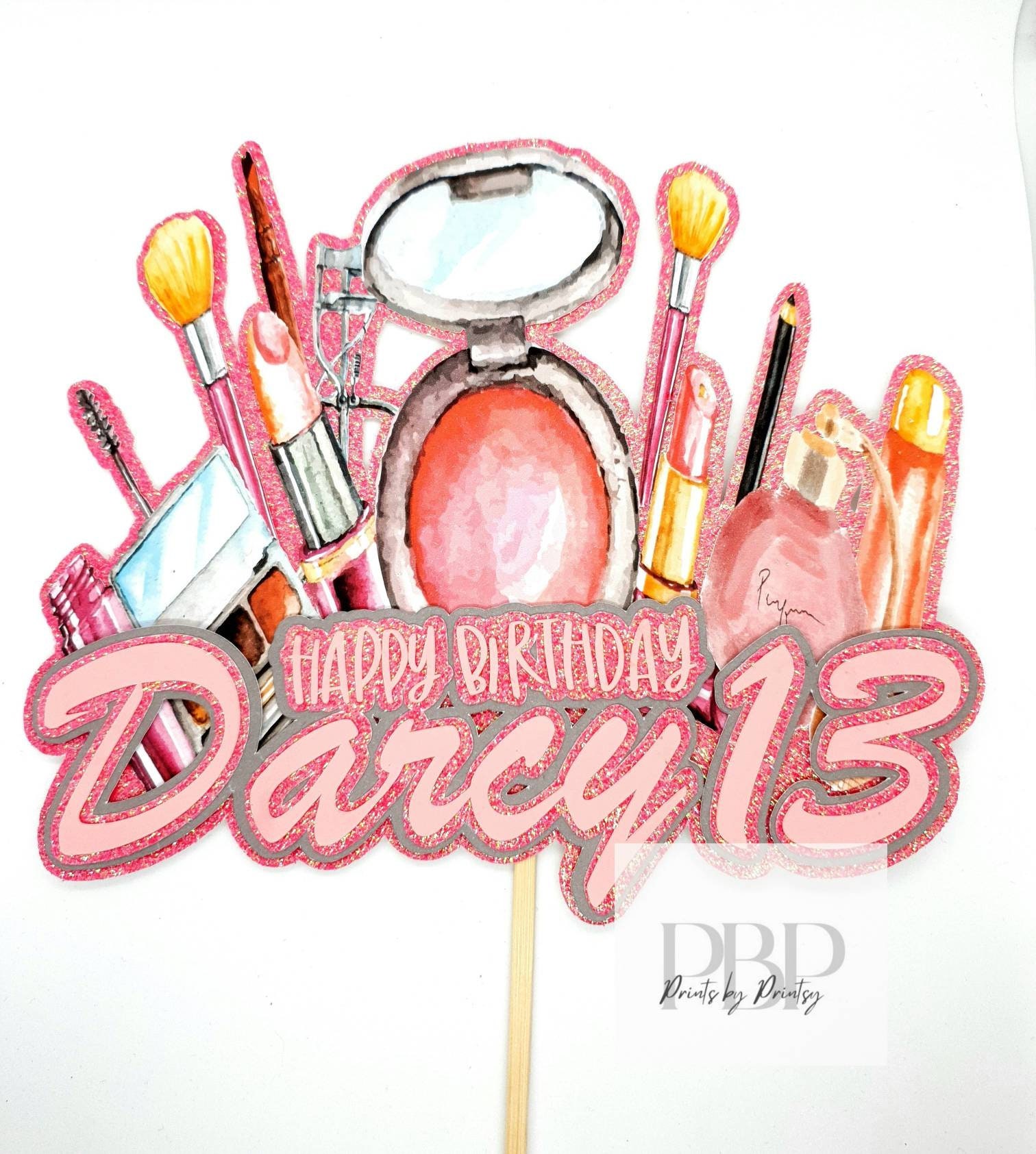 Personalised Makeup Cake Topper Etsy