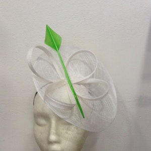 Bibi wedding white and green, feathers and sisal, wedding-ceremony, DIANE shape, custom made item, custom made item