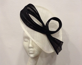 White-off and black fascinator, wedding - cocktail - ceremony
