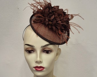 Brown squirrel and feather wedding fascinator