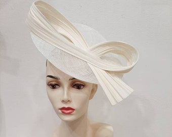 White-off and black fascinator, wedding - cocktail - ceremony