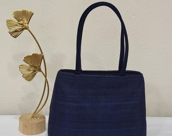 Navy blue "Lady" bag in sisal, for weddings and special occasions, custom-made item.