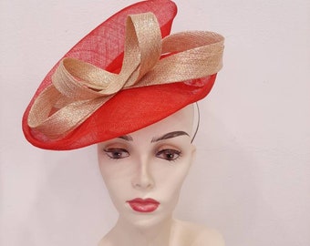 Bibi red and golden, sisal, wedding cocktail ceremony, "double volute" shape, custom made item