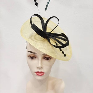 Yellow and black fascinator, wedding-cocktail-ceremony, &quot;Arabesque chic&quot; model, custom made item, custom made item