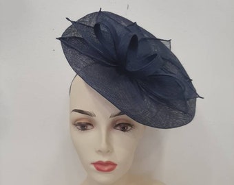 Navy blue leaves wedding fascinator, "Leaves" model, custom made item, custom made item