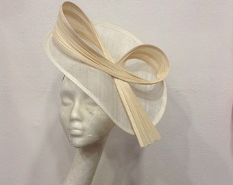 White-off and black fascinator, wedding - cocktail - ceremony