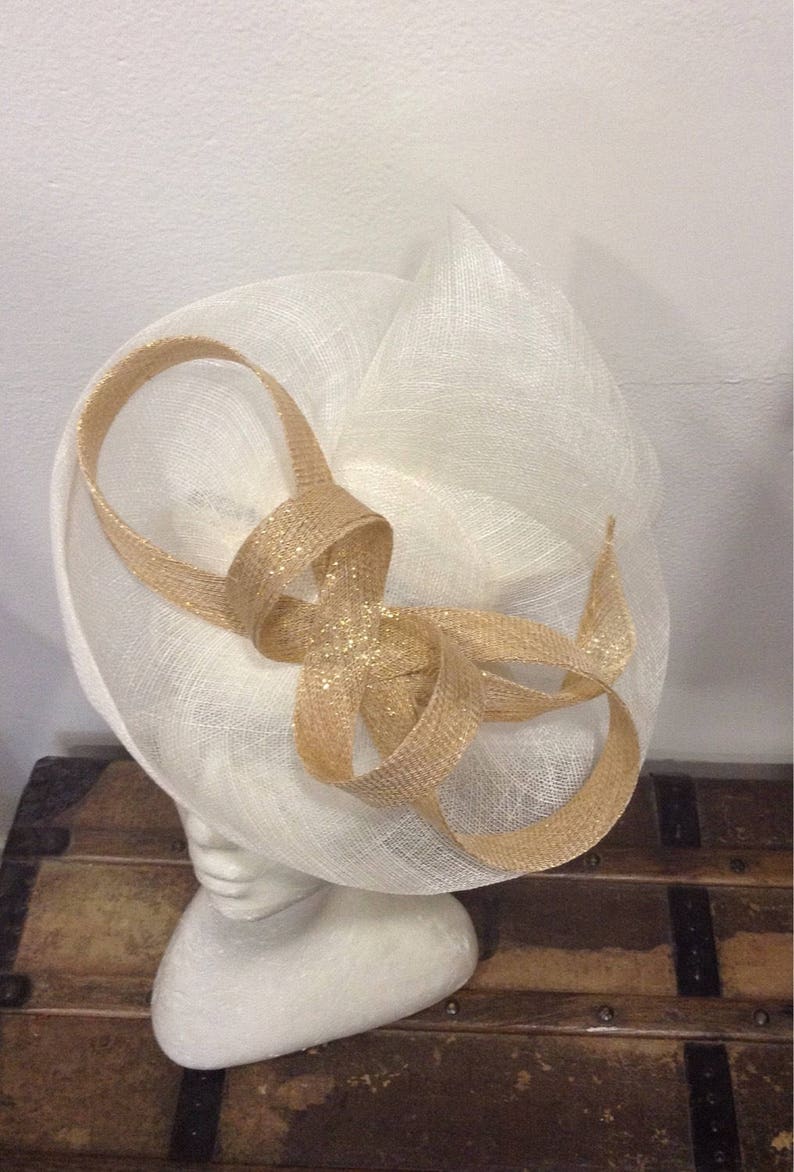 Bibi off-white and gold, sisal, wedding-cocktail-ceremony, double scroll shape, custom made item image 3