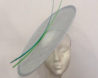 sky blue and green bibi, wedding and ceremony, "Envolée Amazone" model, custom made item, custom made item