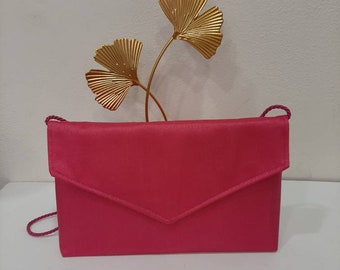Bolso de mano de seda fucsia para bodas/ceremonias, artículo hecho a medida