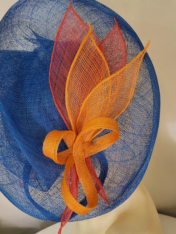 Vibrant Blue and Orange Artistic Hat Blue and orange African print hat – Awura main image 4