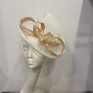 Bibi off-white and gold, sisal, wedding-cocktail-ceremony, double scroll shape, custom made item image 1