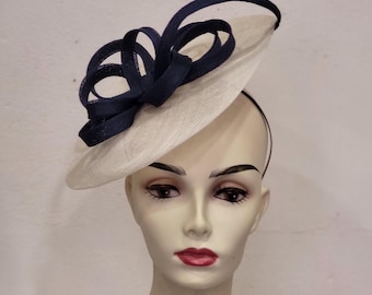 White-off and black fascinator, wedding - cocktail - ceremony
