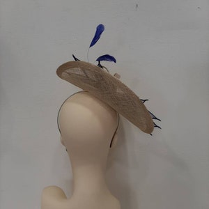 Bibi mariage feuilles bleu nuit, base naturel lamé argent, modèle Feuilles, article fabriqué sur mesure, custom made item image 3