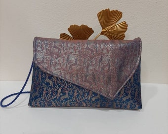 Royal blue pouch, lavender, lamé, wedding-ceremony, custom-made item, custom made item