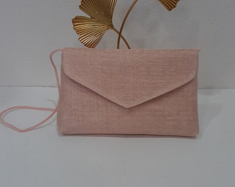 Pochette en sisal poudré,  "asymétrique mini centrée" , mariage- cérémonie, article fabriqué sur mesure, custom made