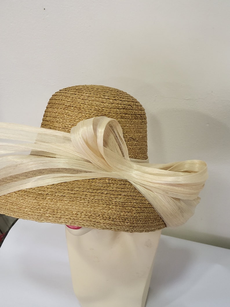 Wedding capeline in natural and ivory straw, custom made item, custom made item image 10