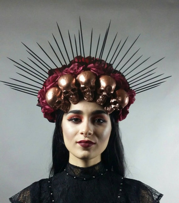 Spiked Gothic Headdress Halo Crown Red 