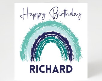 Personalised Happy Birthday Card, brother birthday card, card for him, blue card, Son card, Dad card