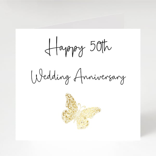 50th Wedding Anniversary Card, Golden Wedding Anniversary Card