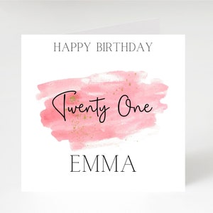 21st Birthday Card, Twenty One, Personalised Twenty First Birthday Card, Daughter, Friend, Cousin