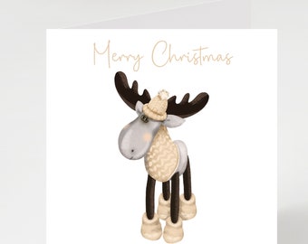 Reindeer Christmas Card, Xmas Reindeer Card,