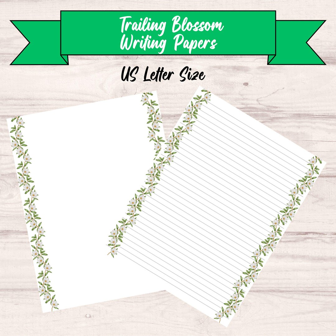 Trailing Writing Trailing Blossom Writing Paper Printable, Floral Stationery, Lined ...