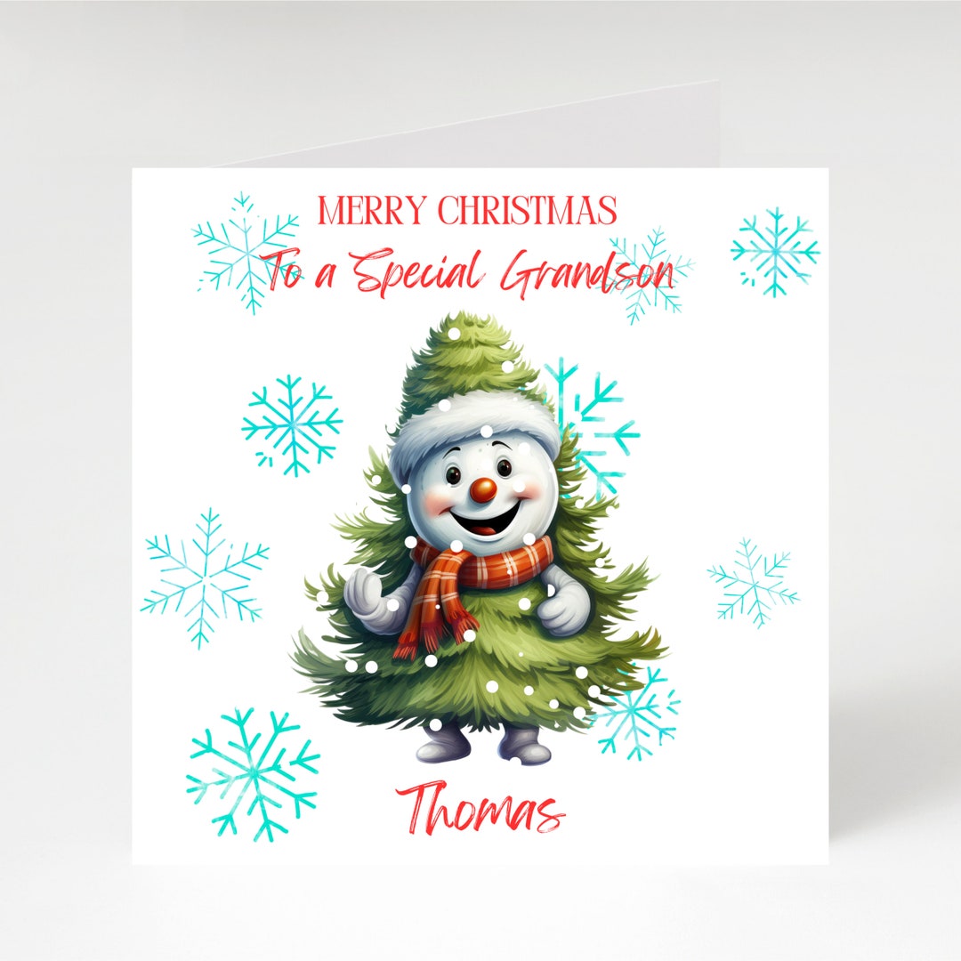 Granddaughter or Grandson Christmas Card, Personalised With Name