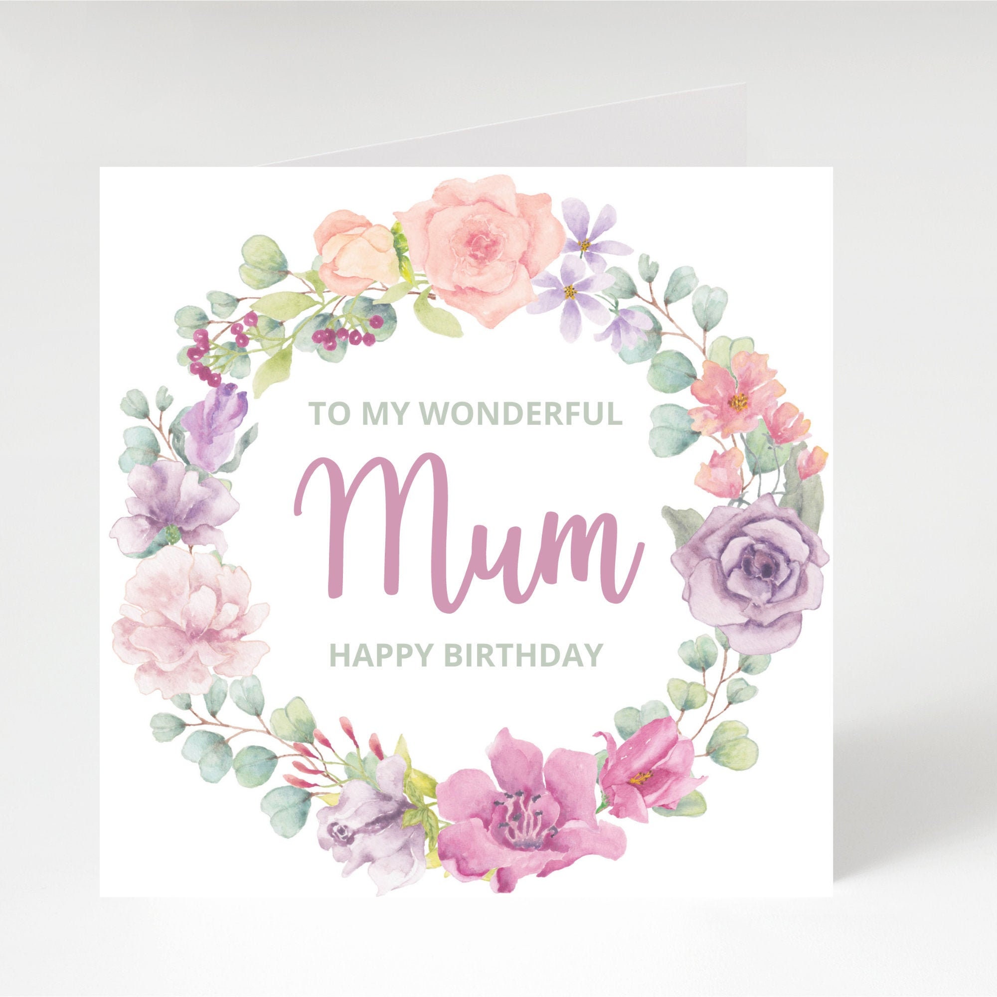 Mum, Birthday Card, to My Wonderful Mum, Floral, Flowers - Etsy