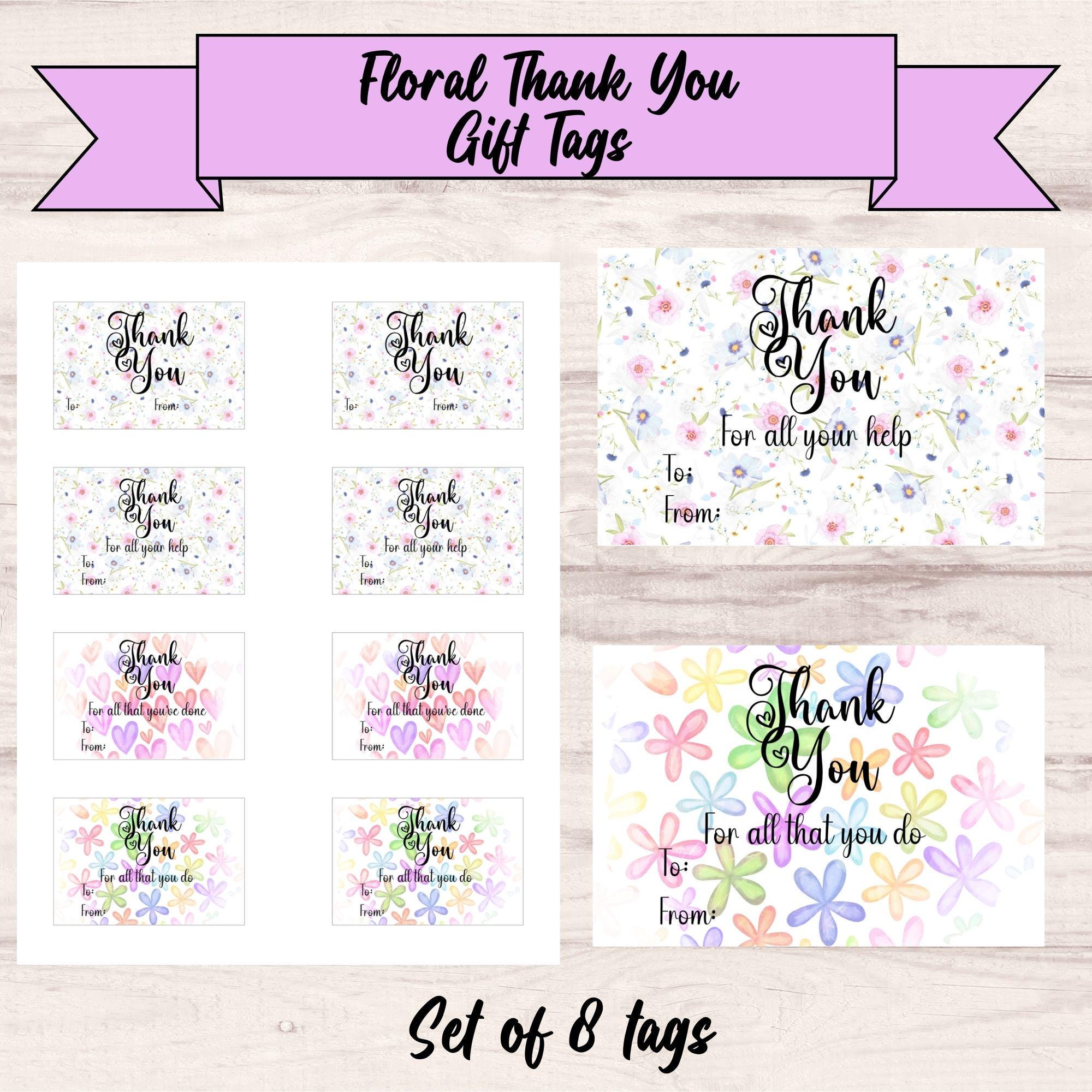 Floral Thank You Gift Tags Printable – Pastel Set - Etsy