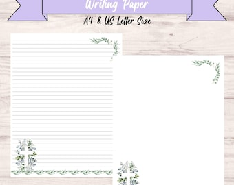 Papier à lettres chrétien imprimable | Croix et verdure | A4 et lettre US