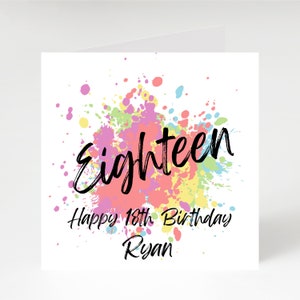 18th Birthday Card, Personalised 18th Birthday, Card for Her or Him, Daughter, Son, Granddaughter, Grandson, Eighteenth Card.