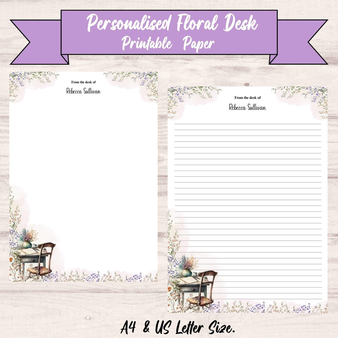 Personalised Floral Writing Paper Set | Vintage Desk, Meadow Flowers ...