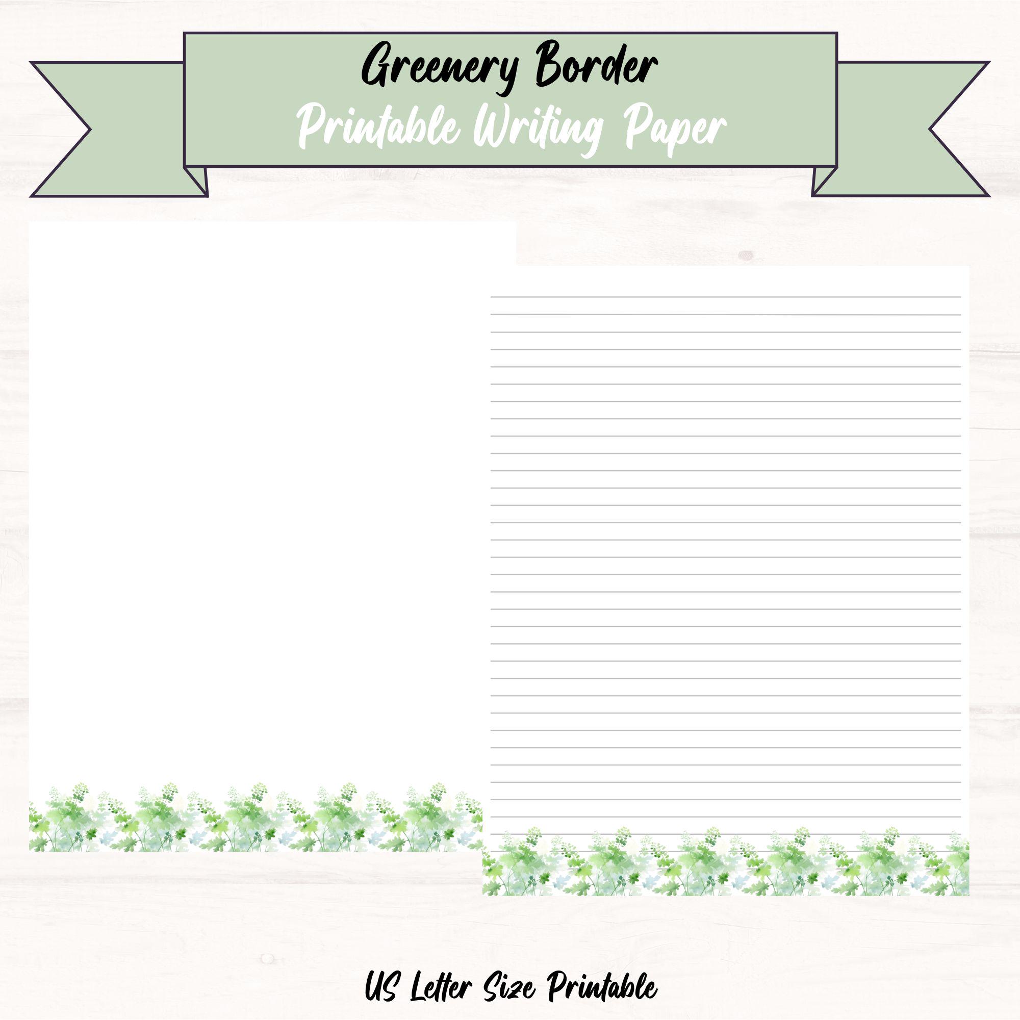 Printable Floral Writing Paper | Greenery Border US Letter & A4 - Etsy