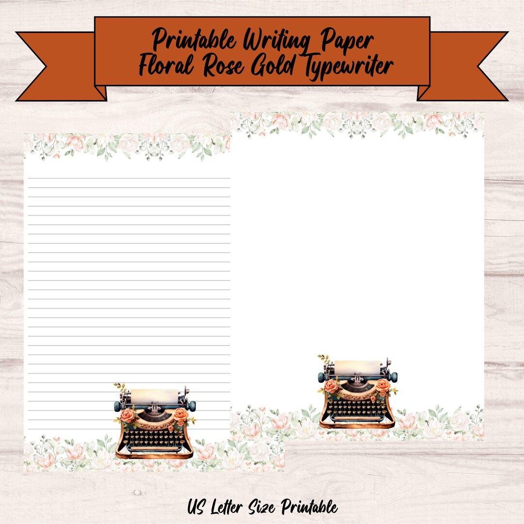 Vintage Typewriter Writing Paper, Wildflower Border Printable ...